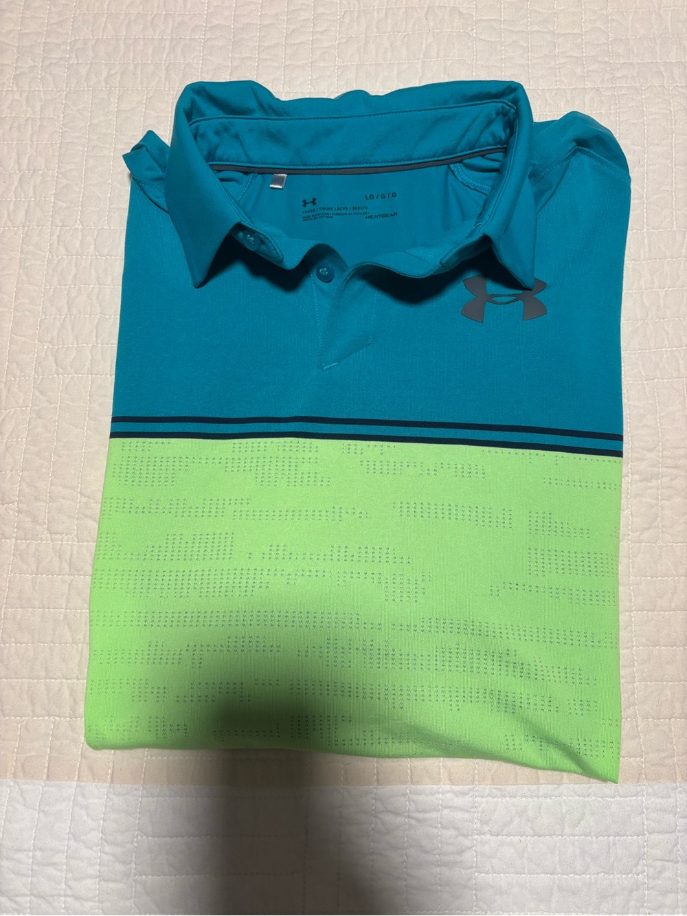 Under Armour Teal and Lime Green Men's Polo